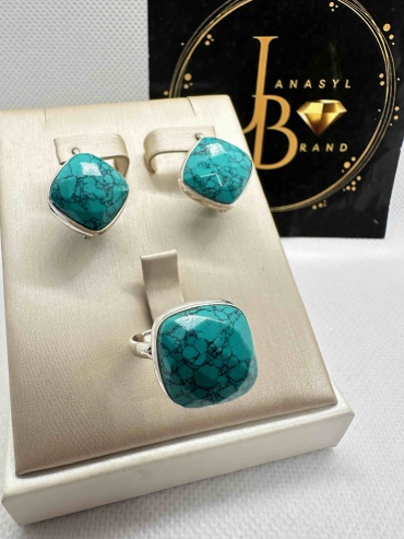 JANASYL Brand JB051 вес 11.5 г серебро, бирюза