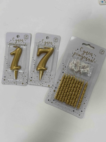 Свеча цифра 17, 3 шт