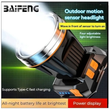 Фонарь Headlamp 909011 налобный черный