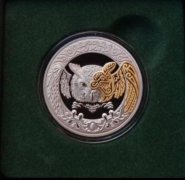 Монета сувенирная Филин, UKI, proof-like, 200 тенге. 1 шт