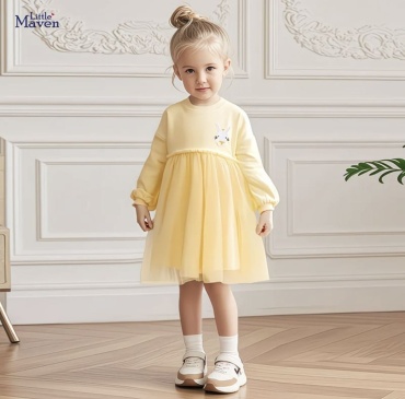 Нарядное платье Little Maven однотонный желтый