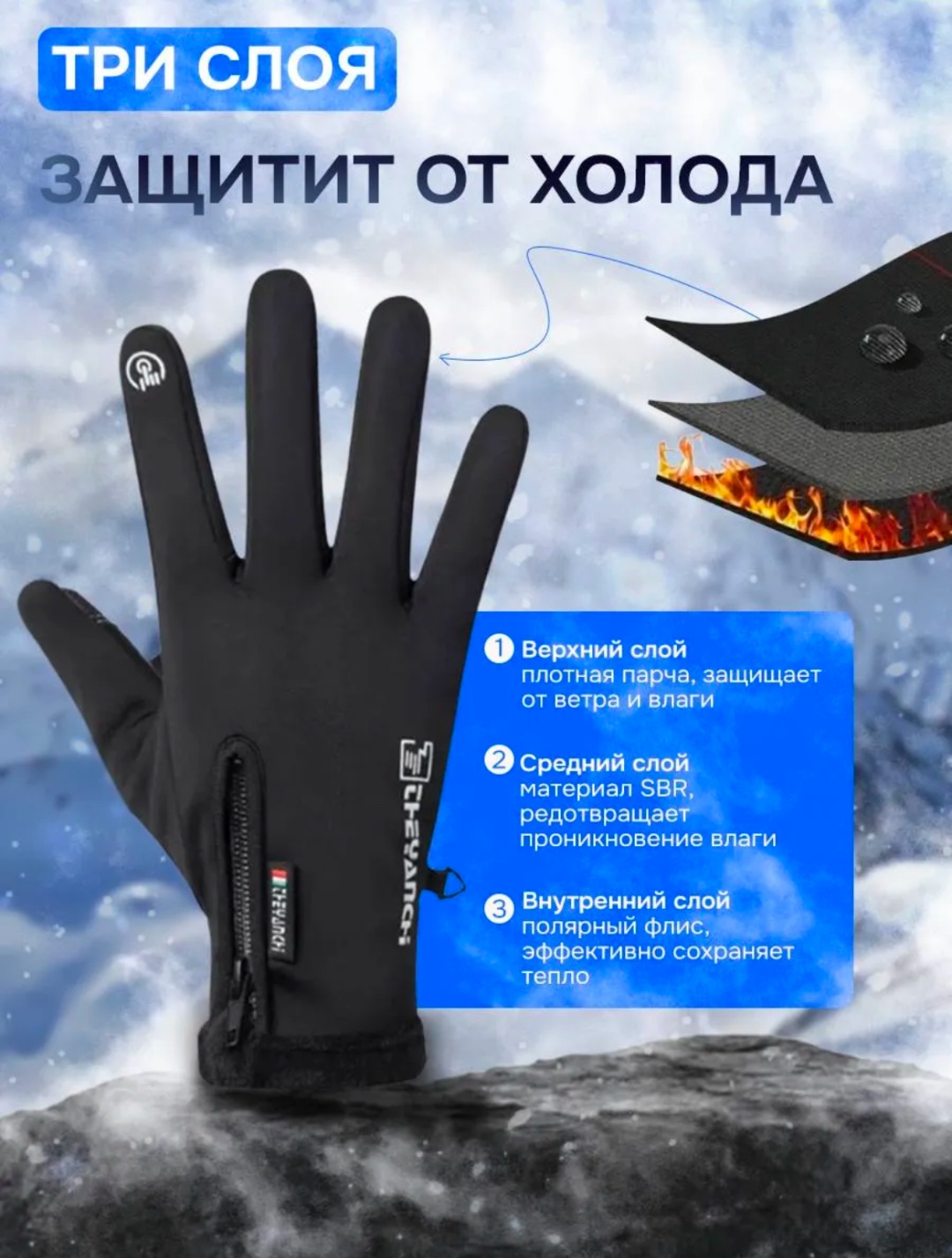 Перчатки размер 24 черный