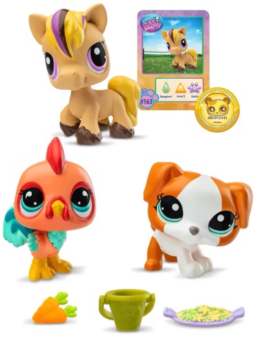 Набор Littlest Pet Shop "Три друга", Лошадь, Петух, Терьер