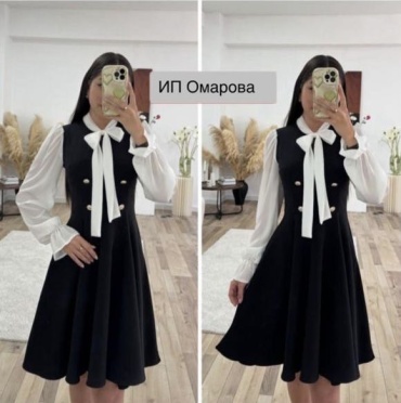 Школьное платье платье черный, белый