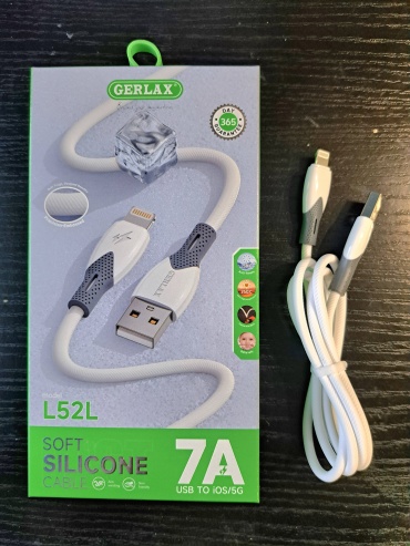 Кабель GERLAX USB 2.0 (F), Lightning, 1 м, L52L белый