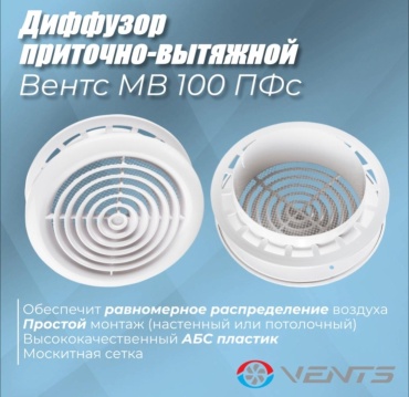 Решетка вентиляционная VENTS 141х141х71 мм, пластик