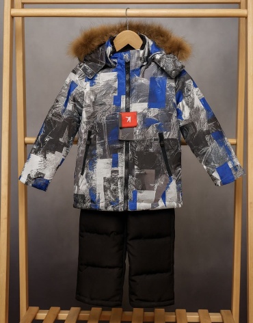 Комплект с комбинезоном Winter king синий, серый