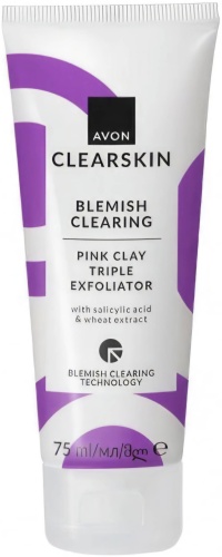 Avon пилинг CLEARSKIN "Для проблемной кожи" розовый глиняный скраб-пиллинг 75 мл