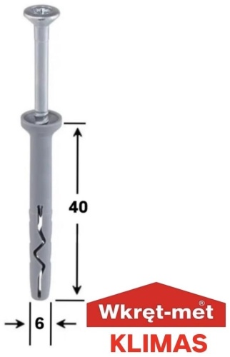 KLIMAS дюбель-нагель SM 6х40 мм, 200 шт