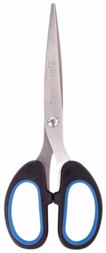 Ножницы канцелярские Brauberg 236447, 16 см, черный, синий