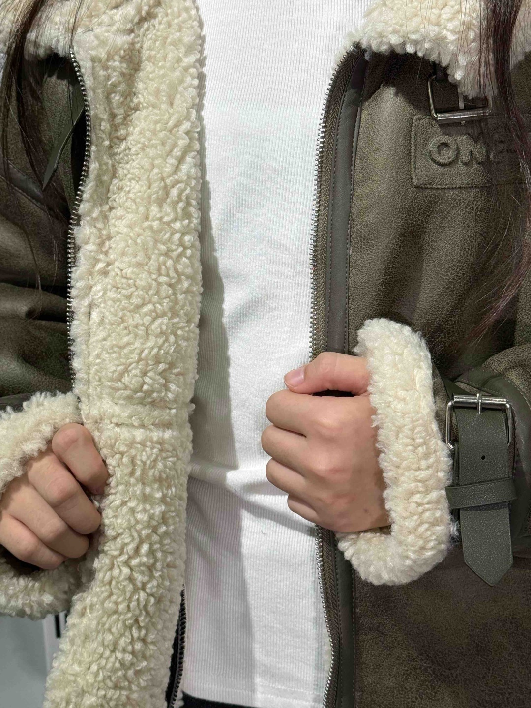 Дубленка хаки