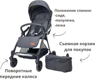 Коляска прогулочная PANDA Grace-12, графит