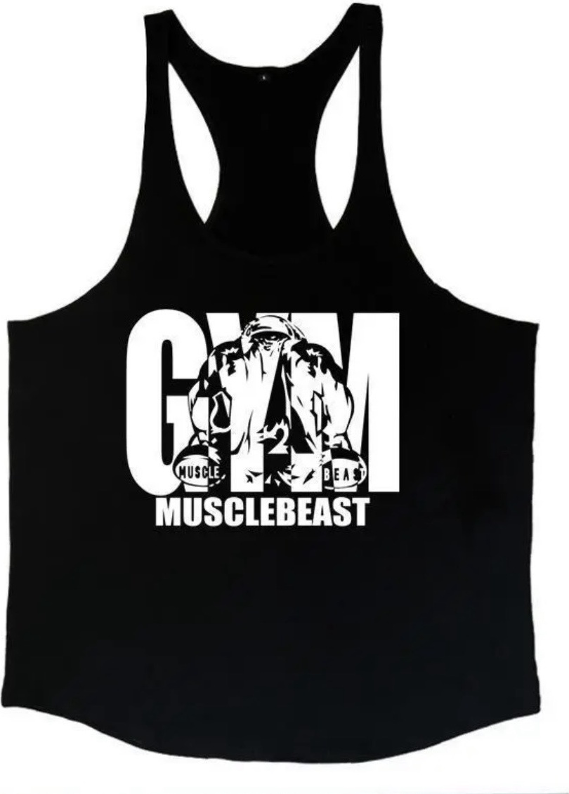 Майка с принтом "GYM MUSCLEBEAST" синий