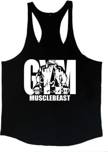 Майка с принтом "GYM MUSCLEBEAST" синий
