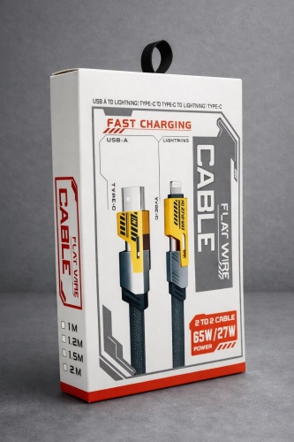 Кабель USB TypeC (F), USB Type-A (F), Lightning (F), 1.2 м, черный