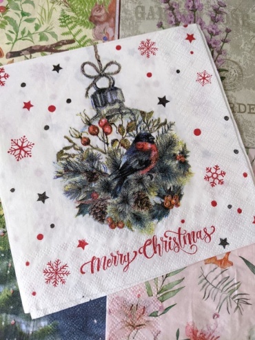 GiftoMania4U Бумажные новогодние салфетки Синица 16.5 см