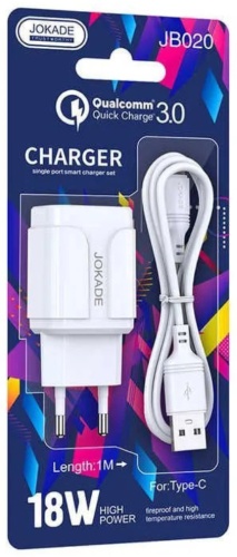Зарядное устройство JOKADE JB020 USB Type-C белый