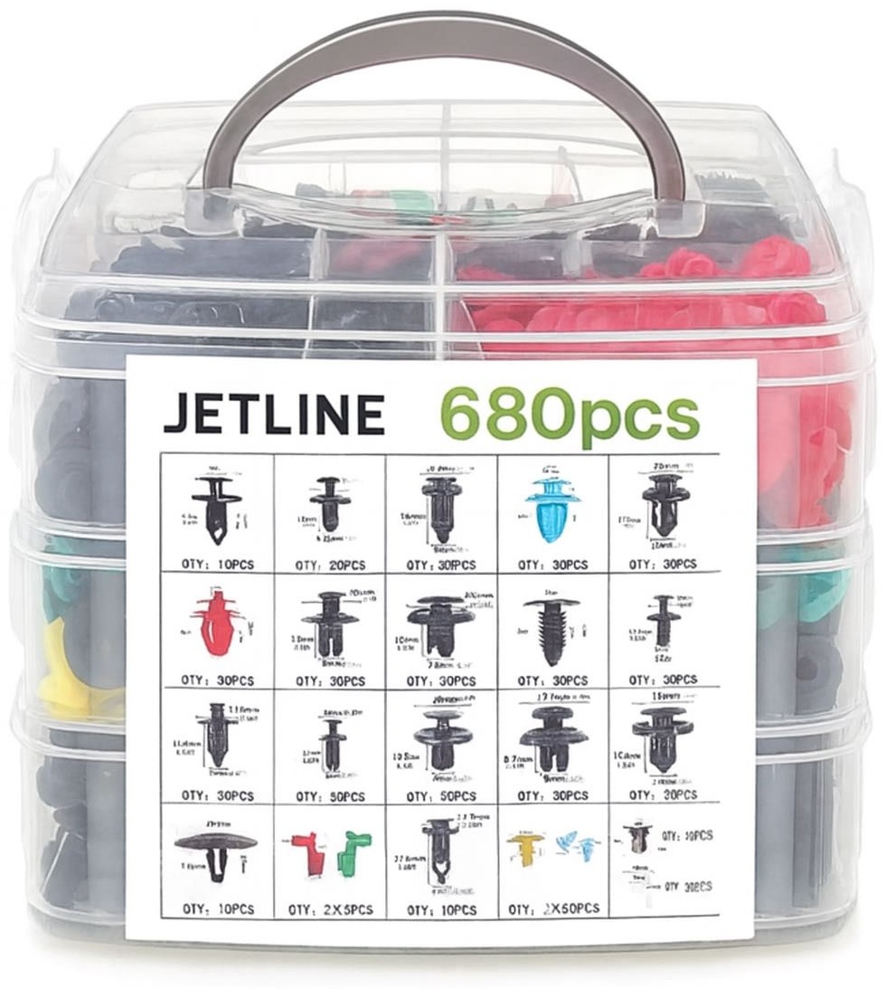 Универсальный набор клипс для авто Jetline 680+23 шт крепеж салона и кузова