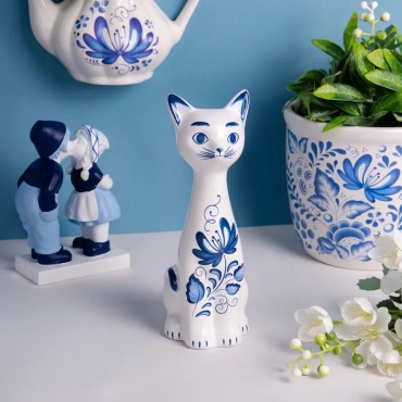 Полигональная фигура Котик 17 см, керамика