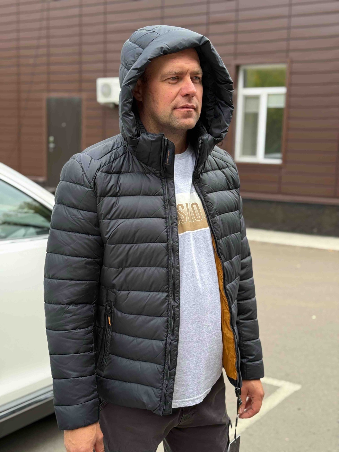Пуховик темно-синий