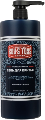 Boys Toys Профессиональный гель для бритья с содержанием Д-Пантенола и натурального сока листьев Агавы и Алоэ Вера, 1000 мл гель для бритья 1000 мл