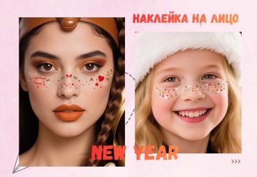 Наклейка на лицо «Новый год»