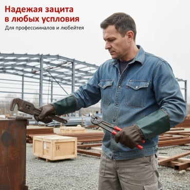 Перчатки строительные, кожаные 1 шт.