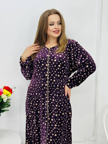 Велюровый халат фиолетовый, бордовый