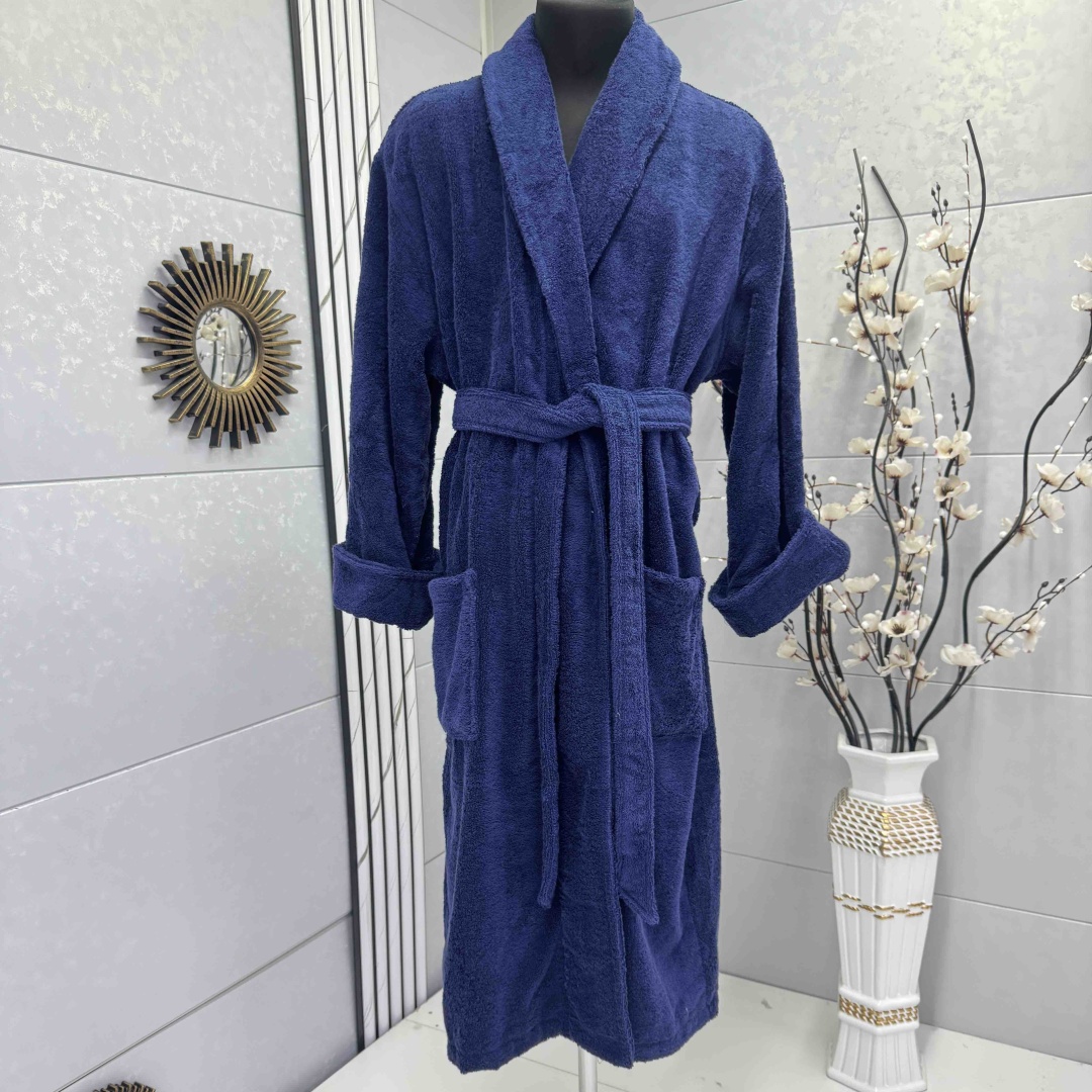 Махровый халат Selvi home синий