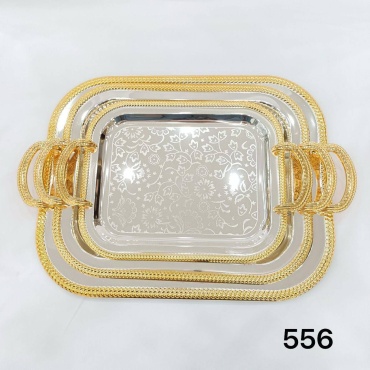 Паднос 3в1 556 золотистый, серебристый