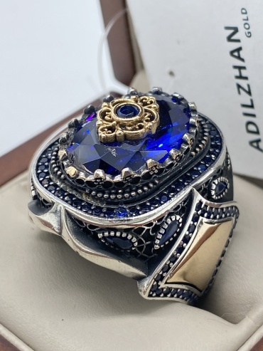 ADILZHAN GOLD khan02870 размер 21.5 вес 23.87 г серебро, наносапфир
