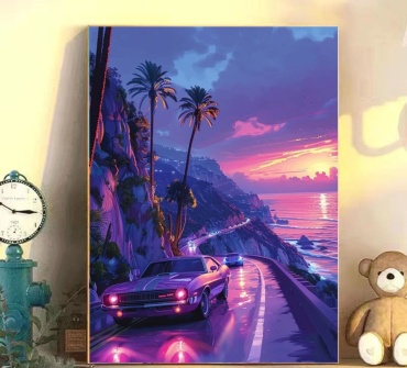 Фиолетовый город холст на подрамнике DIY DIGITAL PAINTING 50x40 см