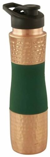Медная бутылка с зеленой вставкой (20795), 1 л