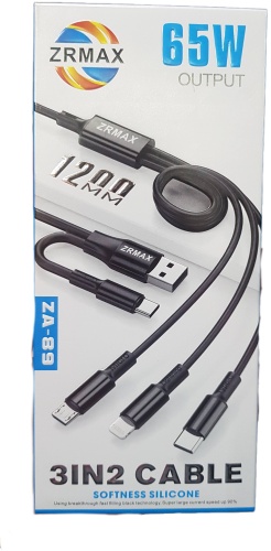 Кабель ZRMAX USB 2.0 (F), USB TypeC (F), Lightning (M), USB TypeC (M), micro-USB 2.0 (M), 1.2 м, черный