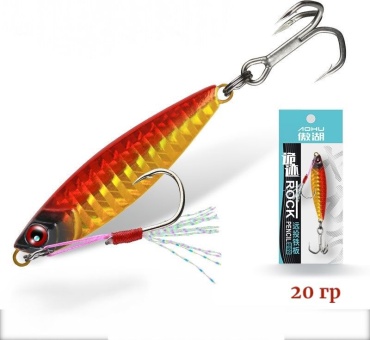 Блесна AOHU Пилькер-карандаш Long Shot 20 г — блесна Pencil Jig 55 мм 1 шт красный, желтый