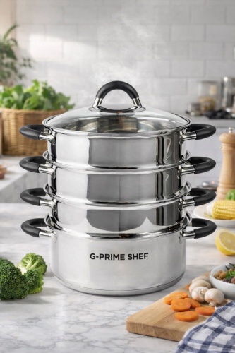 Мантоварка 12 л, G-PRIME нержавеющая сталь, количество ярусов: 4