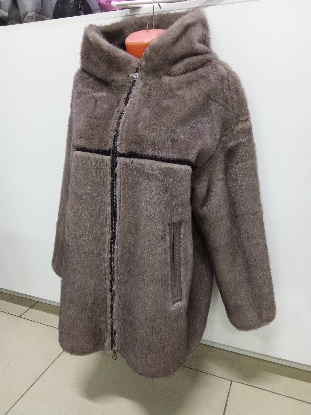 Дубленка черный, серый
