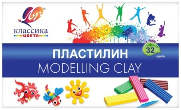 Пластилин 32цв. 640гр Луч Классика