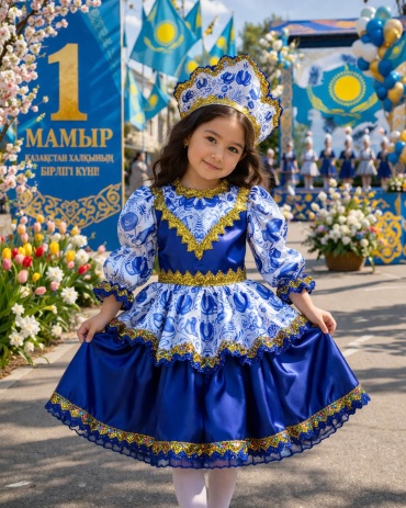 Платье синий, белый