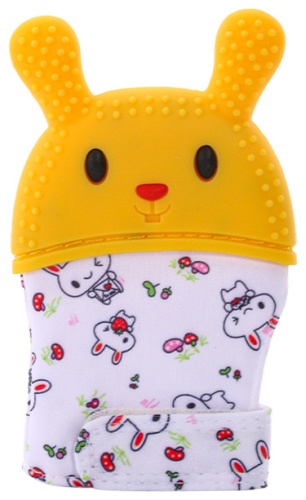 Прорезыватель AISHA BABY Варежки , 1 шт, желтый