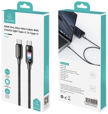 Кабель Usams USB TypeC (M), 1.2 м, черный