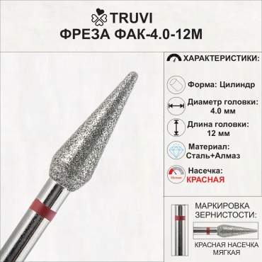 Насадка Truvi ФАК-4.0-12М фреза капля насечка красная 5 шт
