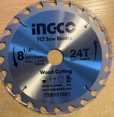 Пильный диск по дереву INGCO TSB 121021, 210x30 мм, 24Т