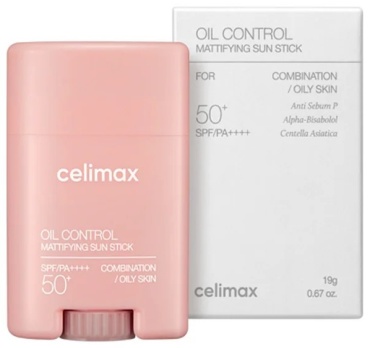 Celimax стик Oil Control Mattifying Sun Stick SPF50+ Себорегулирующий Солнцезащитный Стик 19g для лица 19 г