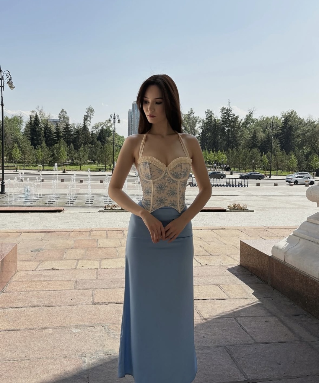 Корсет голубой