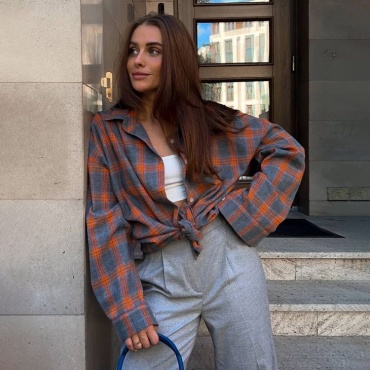 Рубашка FASHION серый, оранжевый