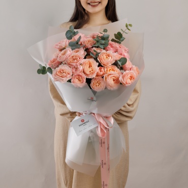 Flower.kz букет в оформлении кустовая пионовидная роза 11 шт 50 см