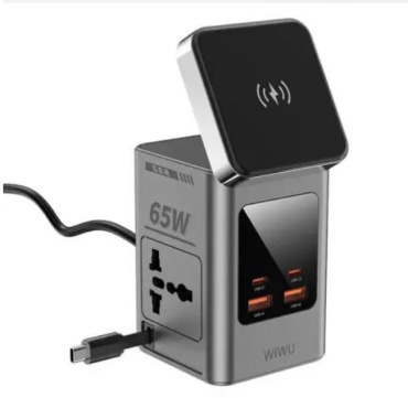 Зарядное устройство WIWU Wi-W040 EU 8 in 1 Desktop Power Station Lightning, micro USB, USB Type-C, USB 65 Вт черный