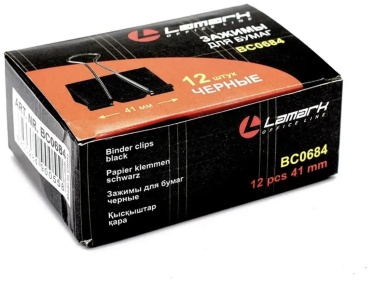 Зажим для бумаг Зажим классический LAMARK 41, 12 шт