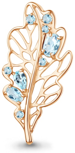 Брошь AQUAMARINE 7751302.6 вес 2.9 г серебро, топаз